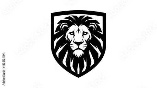 Majestic Lion Head Shield Logo Design Illustration.