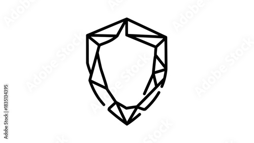 Geometric Shield Outline Icon Vector Illustration.