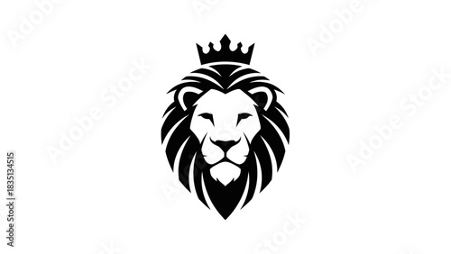 Majestic Lion Head with Crown Emblem.