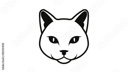 Minimalist Cat Face Illustration - A Simple and Elegant Design.