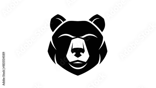 Black Bear Head Logo Design Minimalist Vector Illustration.