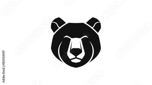 Stylized Black Bear Head Icon Graphic Design.