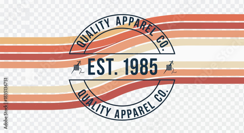 Vintage Retro Style Label Logo for Quality Apparel Company, Clothing Brand Emblem Est. 1985