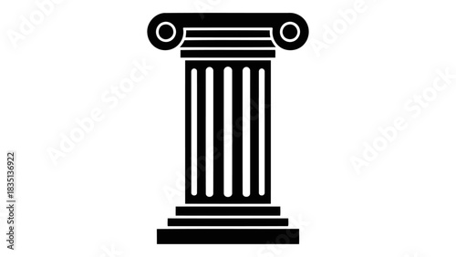 Classic greek doric architectural column isolated on a white background, representing history, strength, and stability f
