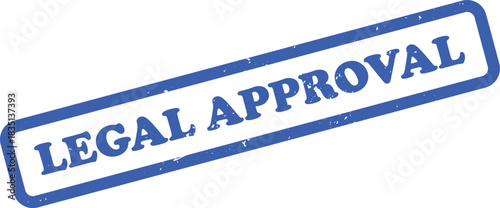 Blue Legal Approval Rubber Stamp with Distressed Texture on White Background