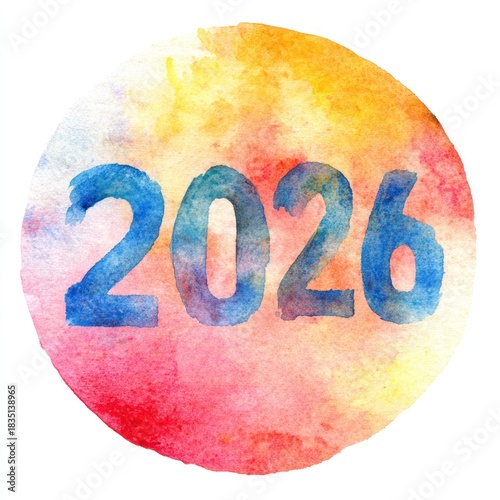 Wallpaper Mural Watercolor illustration of New Year's numbers 2026. AI generative. Torontodigital.ca