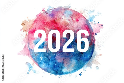Wallpaper Mural Watercolor illustration of New Year's numbers 2026. AI generative. Torontodigital.ca