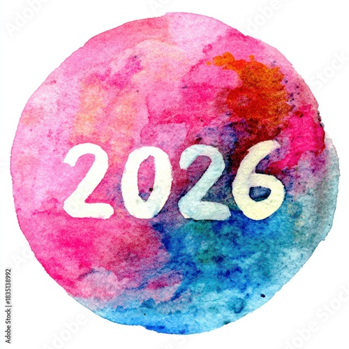 Wallpaper Mural Watercolor illustration of New Year's numbers 2026. AI generative. Torontodigital.ca