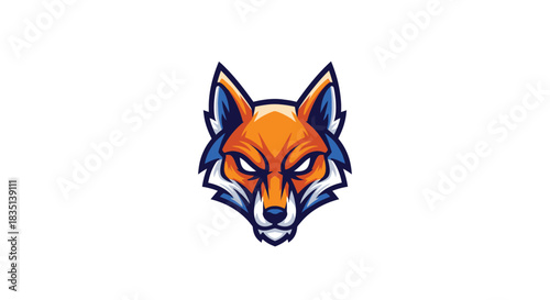 Aggressive Fox Head Mascot Logo Vector Illustration, E-sport and Gaming Team Emblem Design