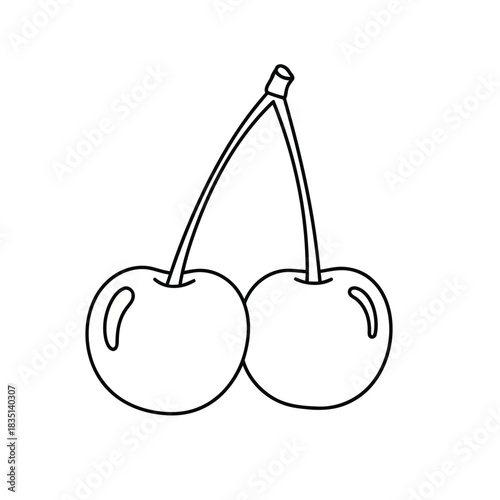 Simple outline drawing of two cherries on a stem