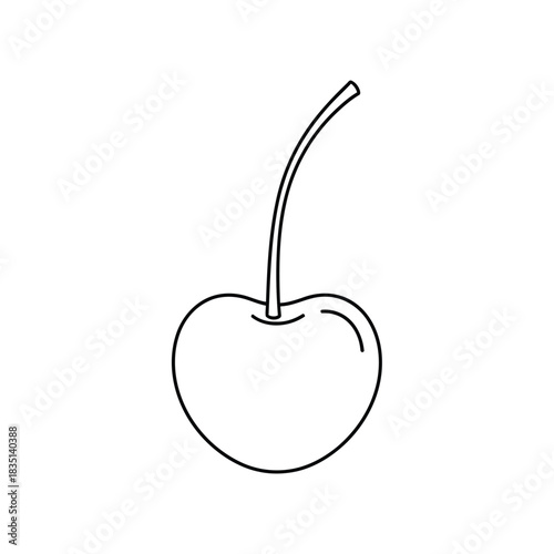 Simple outline drawing of a single cherry with stem