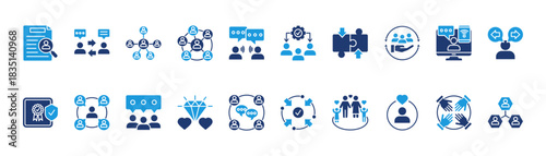 interaction icon set glyph blue