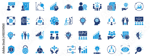 consulting icon set glyph blue