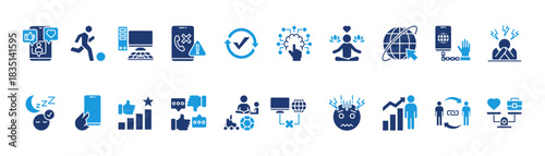 digital detox icon set glyph blue