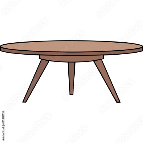 Simple Wooden Round Table With Three Angled Legs On Black Background Minimalist Furniture Design With Mid Century Modern Style