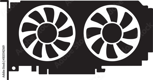 GPU Mining Hardware Silhouettes isolated on white background