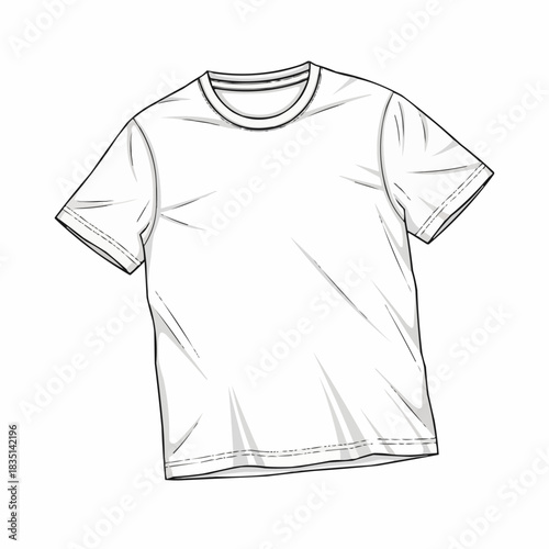 Blank White T-Shirt Template for Fashion Design Mockup.
