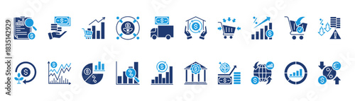 inflation icon set glyph blue