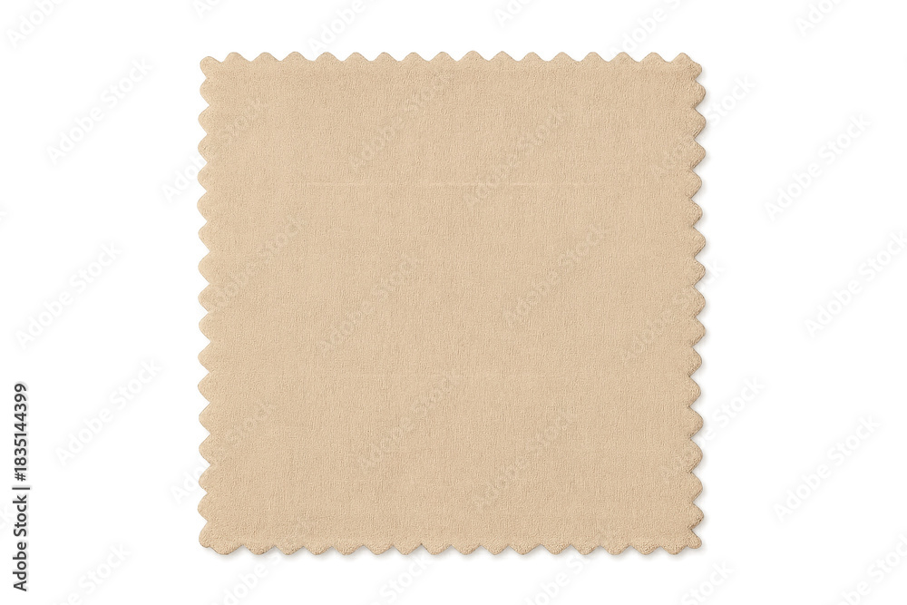 Fototapeta premium Beige fabric swatch cut with pinking shears