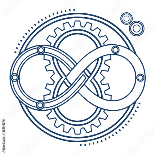 DevOps Infinity Loop Icon with Gear Symbol - Continuous Integration and Delivery Concept