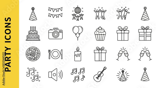 Party Icons Celebration Elements for Events, Entertainment, and Festive Designs