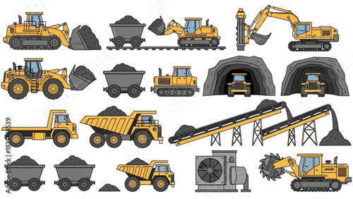 Mining and Construction Equipment A Collection of Illustrations for Industry and Design