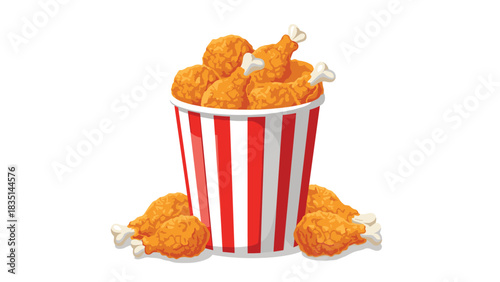 Delicious bucket of crispy fried chicken inviting you to indulge in a tasty meal, perfect for fast food cravings and family gatherings