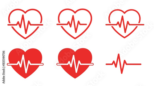 Heartbeat Pulse Icons A Set of Medical and Health Design Elements