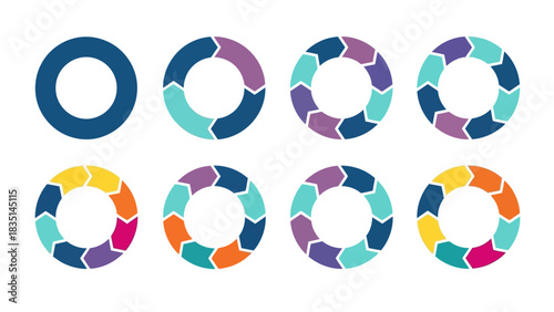 Infographic Chart Elements Colorful Circular Diagrams for Data Visualization and Presentations
