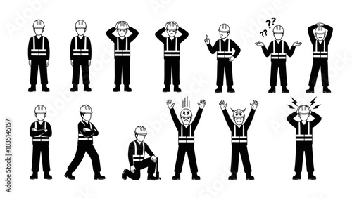 Construction Worker Actions A Vector Icon Set for Building Projects
