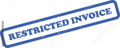 Blue restricted invoice stamp with rounded corners on a clean white background