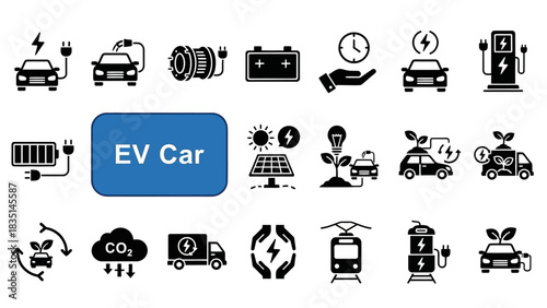 Eco-Friendly Transportation Electric Vehicle Icons for a Sustainable Future