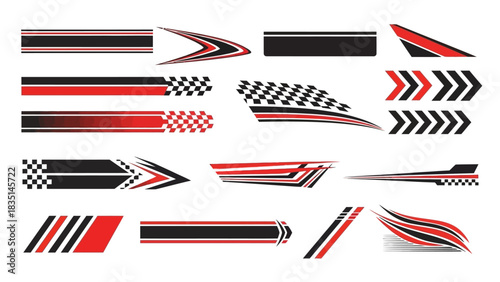 Car Graphics Set Abstract Racing Stripes and Geometric Accents