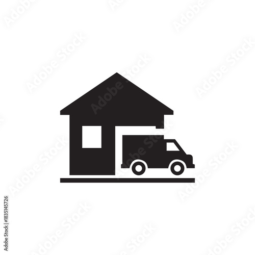 Warehouse Delivery Truck Silhouette