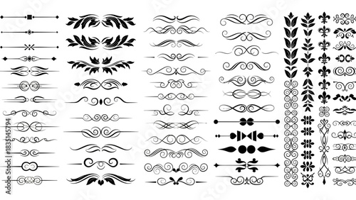 Collection of Decorative Ornaments and Flourishes for Design Projects and Creative Layouts