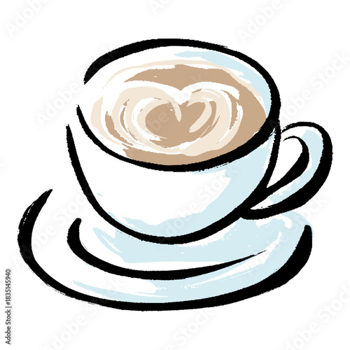 手描きタッチのカプチーノイラスト