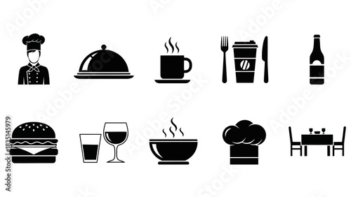 Culinary Delights A Collection of Food and Beverage Icons for Restaurants and Menus