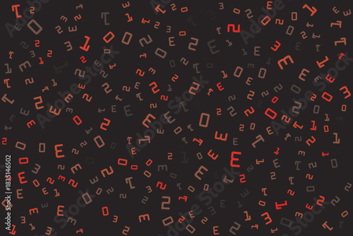 Abstract Matrix background. Red filled hexadecimal pairs background. Small sized seamless pattern. Charming vector illustration.