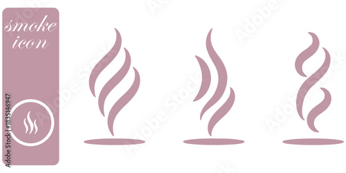 Smoke steam icon vector logo set. Smoke smell, steam aroma heat icon illustration. Hot vapor fire doodle line logo. Hit stink, coffee, fragrance flame elements. Vector illustration