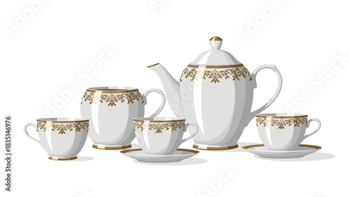 Elegant tea set ready for a sophisticated afternoon tea party, bringing charm and grace to any social gathering with friends and family