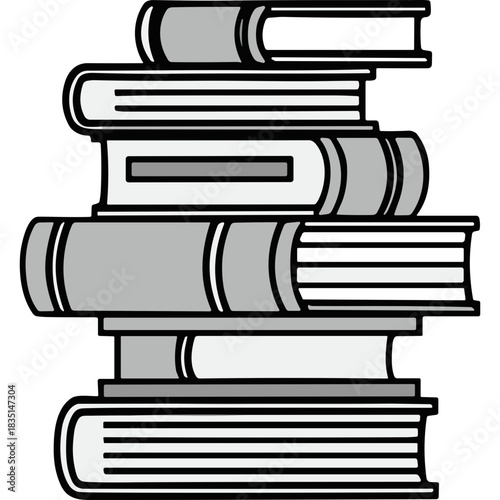 Stack of Various Hardcover Books With Gray Spines and White Pages Displayed Against a Black Background with a Clear Clean Simple Design