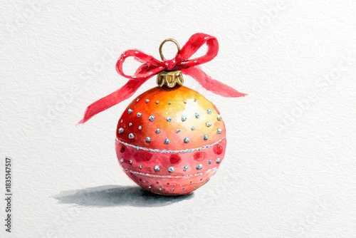 Watercolor New Year's illustration, Christmas ball on a white background. AI generative.