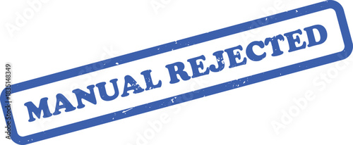 Blue Rubber Stamp With Manual Rejected Text Design on Transparent Background