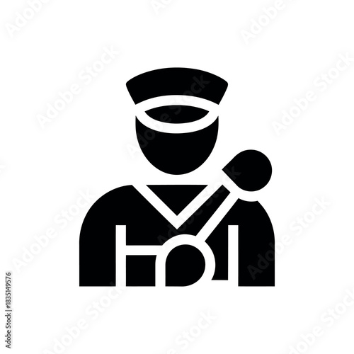 Black Icon Person with Harness Transparent, Safety Equipment Symbol