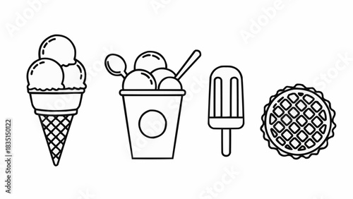Set of Ice Cream and Dessert Icons.