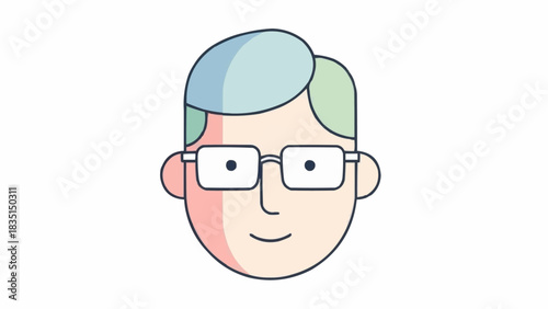 Cartoon Man with Glasses - A Simple and Clean Illustration.