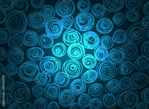 Light blue hand drawn spiral pattern icon in flat style. Spiral doodle vector illustration on isolated background. Swirl backdrop sign business concept.