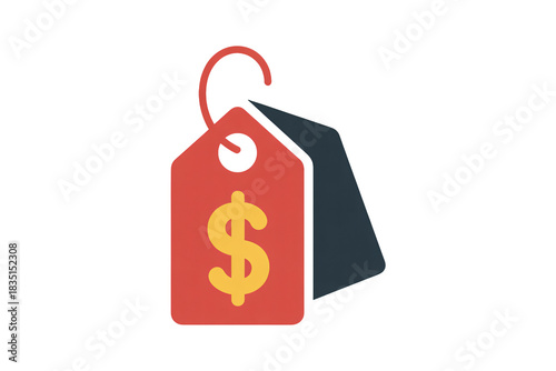 Price tag with dollar sign for retail promotions, discounts and sales campaigns, perfect for marketing materials and e-commerce visuals to drive conversions