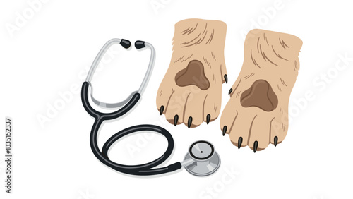 Veterinary care for pets featuring paws and stethoscope promoting pet wellness and healthcare services for animal lovers and pet owners