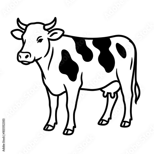 Vector illustration of a cow in minimal style with clean outline for cutting plotter